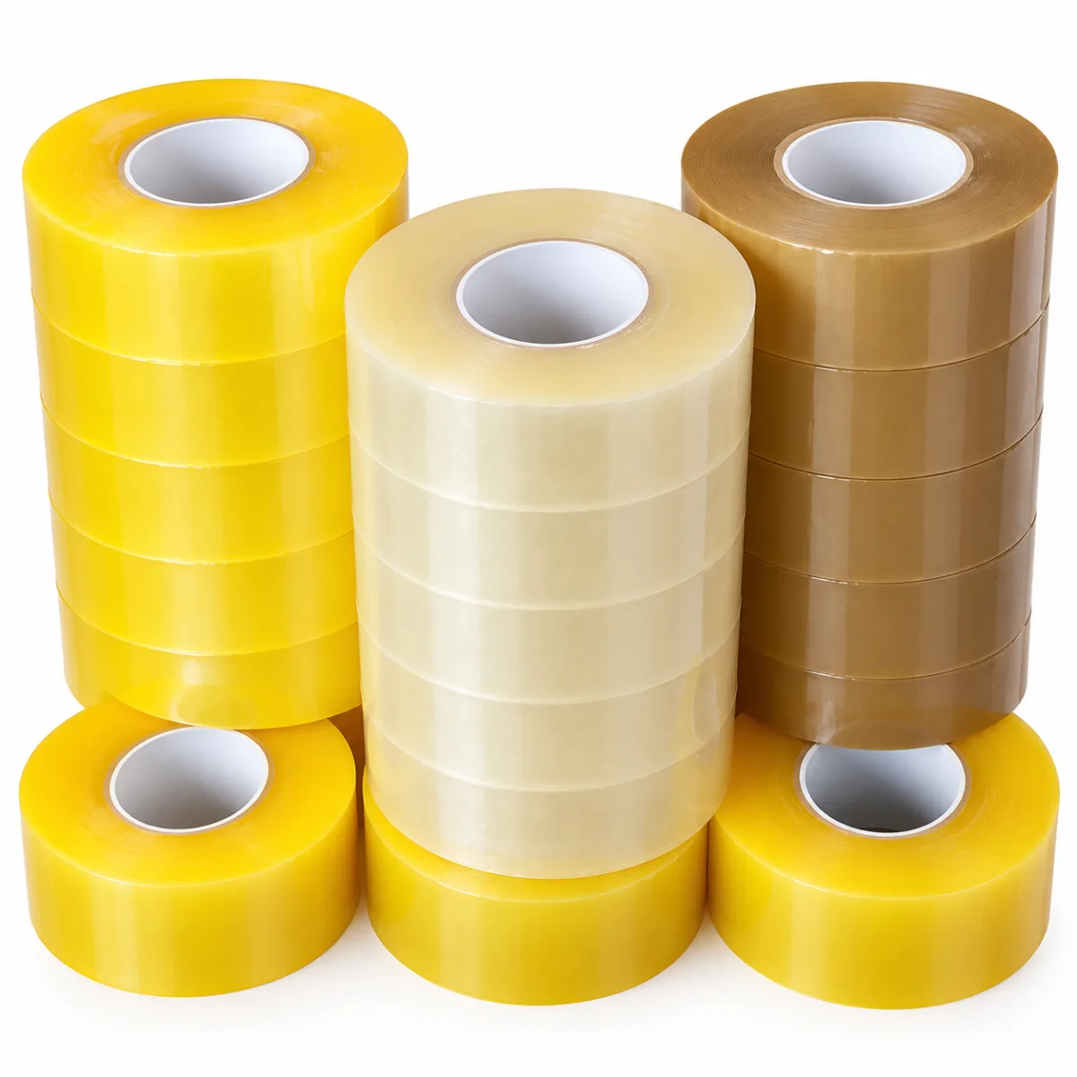 Băng keo trong, đục, vàng chanh cuộn 600Y, cây 6kg 6 cuộn, lõi nhựa 5mm